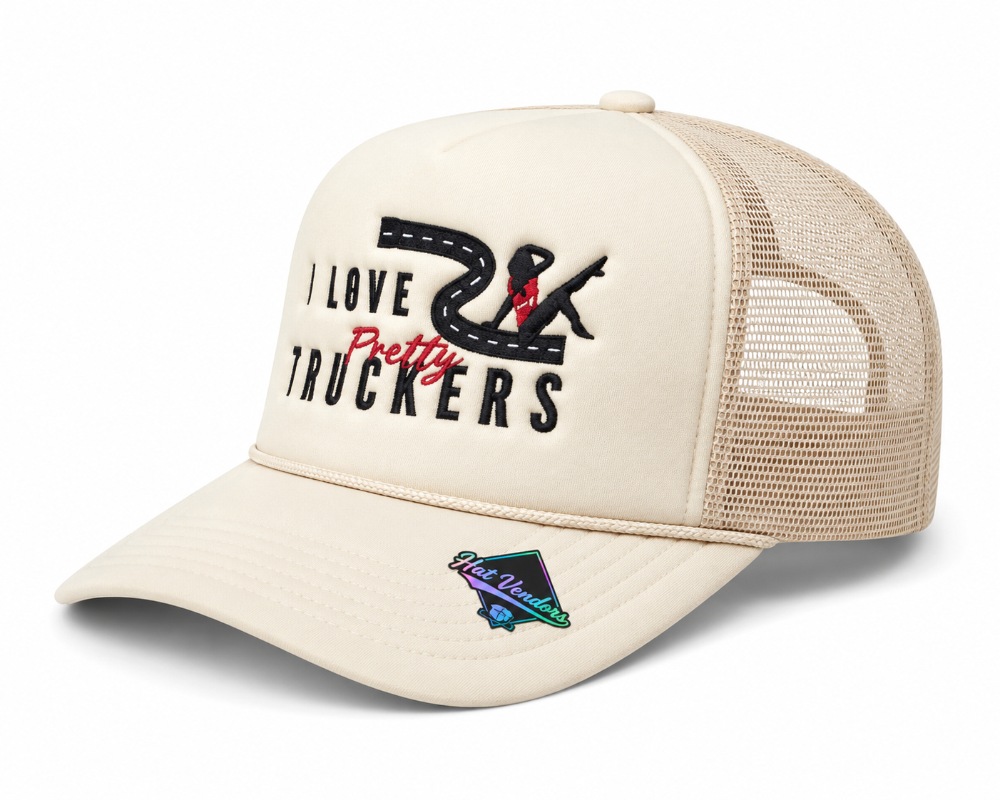 I Love Pretty Truckers™ Trucker Hat - Cream