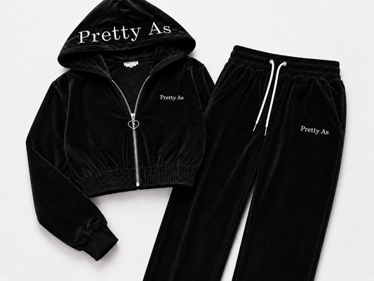 Signature Black Velour Set™️ w/ Steering Wheel Zipper